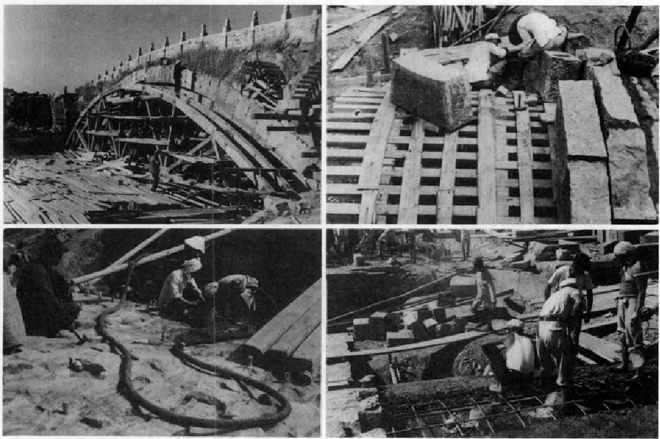 图:50年代安济桥整修工程施工现场