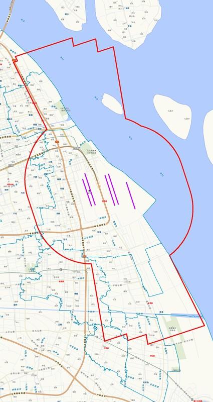 浦东国际机场障碍物限制面保护范围图(地图数据采集至上海市地理信息