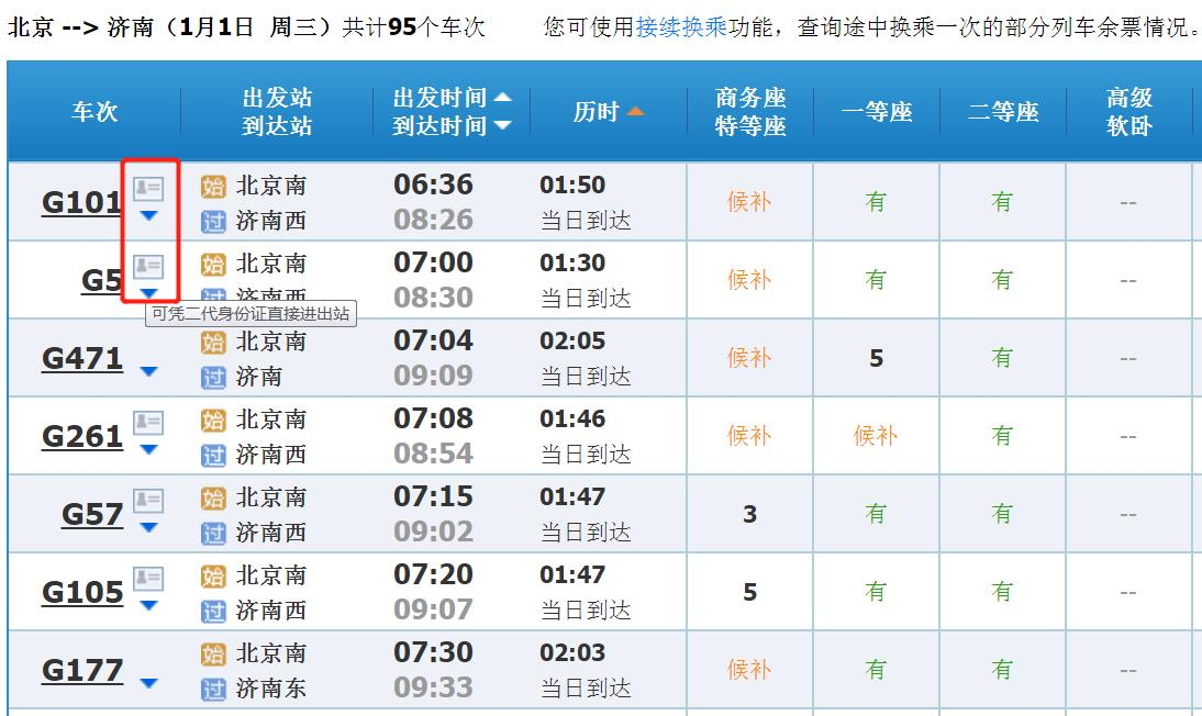 来源：中国铁路12306网站